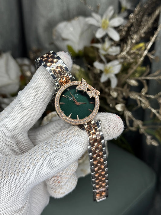 Gucci Dual Tone Green Premium Women's Watch