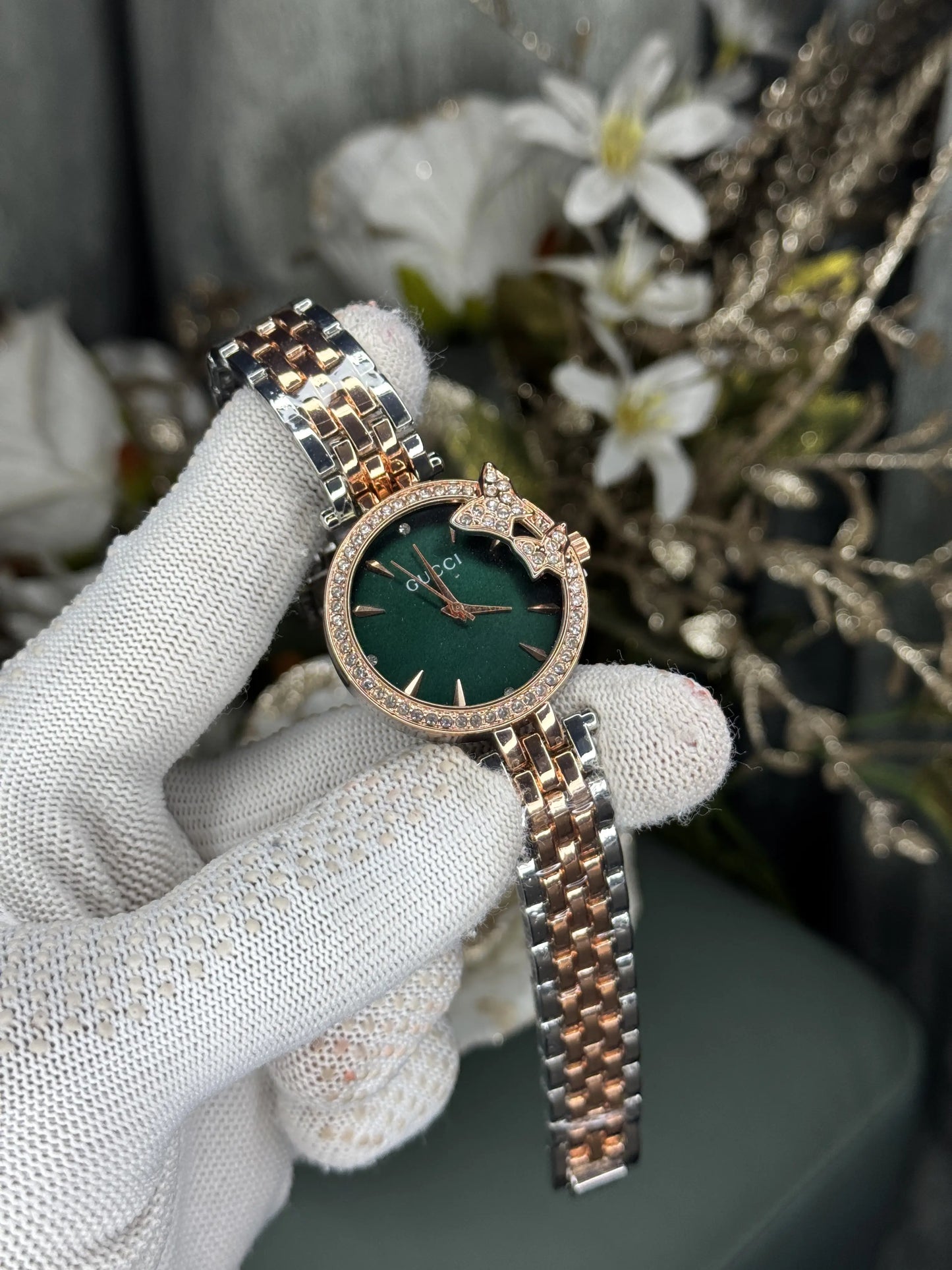 Gucci Dual Tone Green Premium Women's Watch