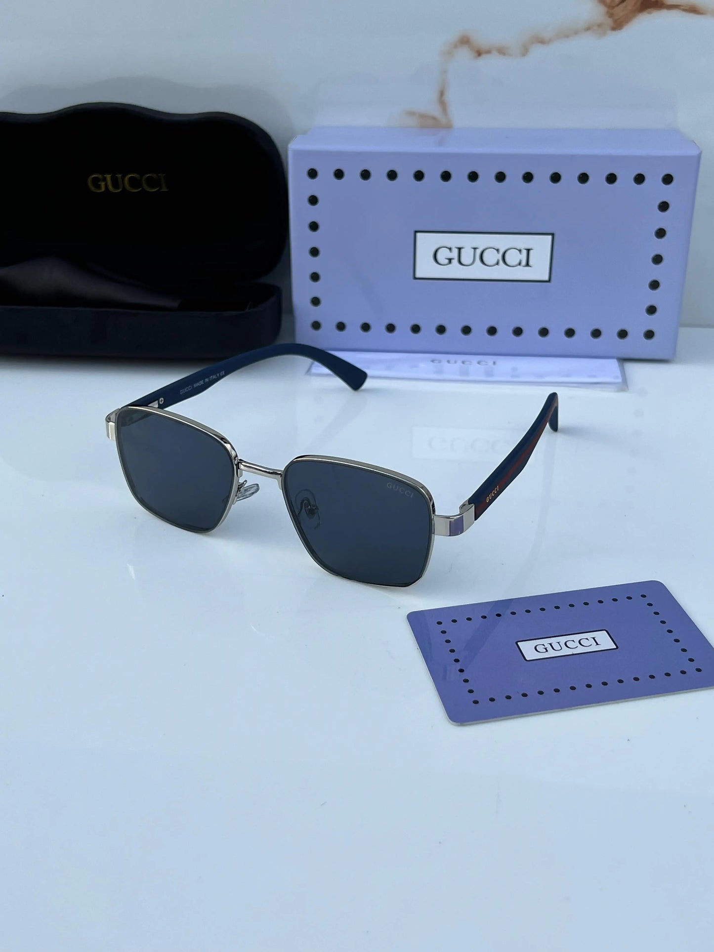 Gu-cci_983_Silver_Blue Premium Sunglasses