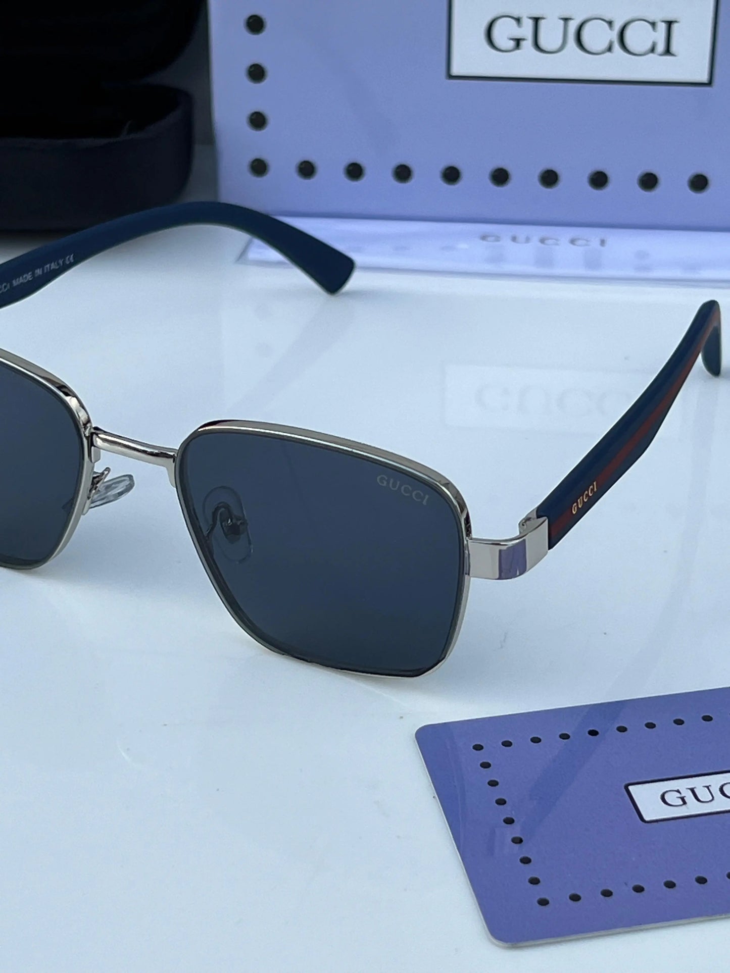 Gu-cci_983_Silver_Blue Premium Sunglasses