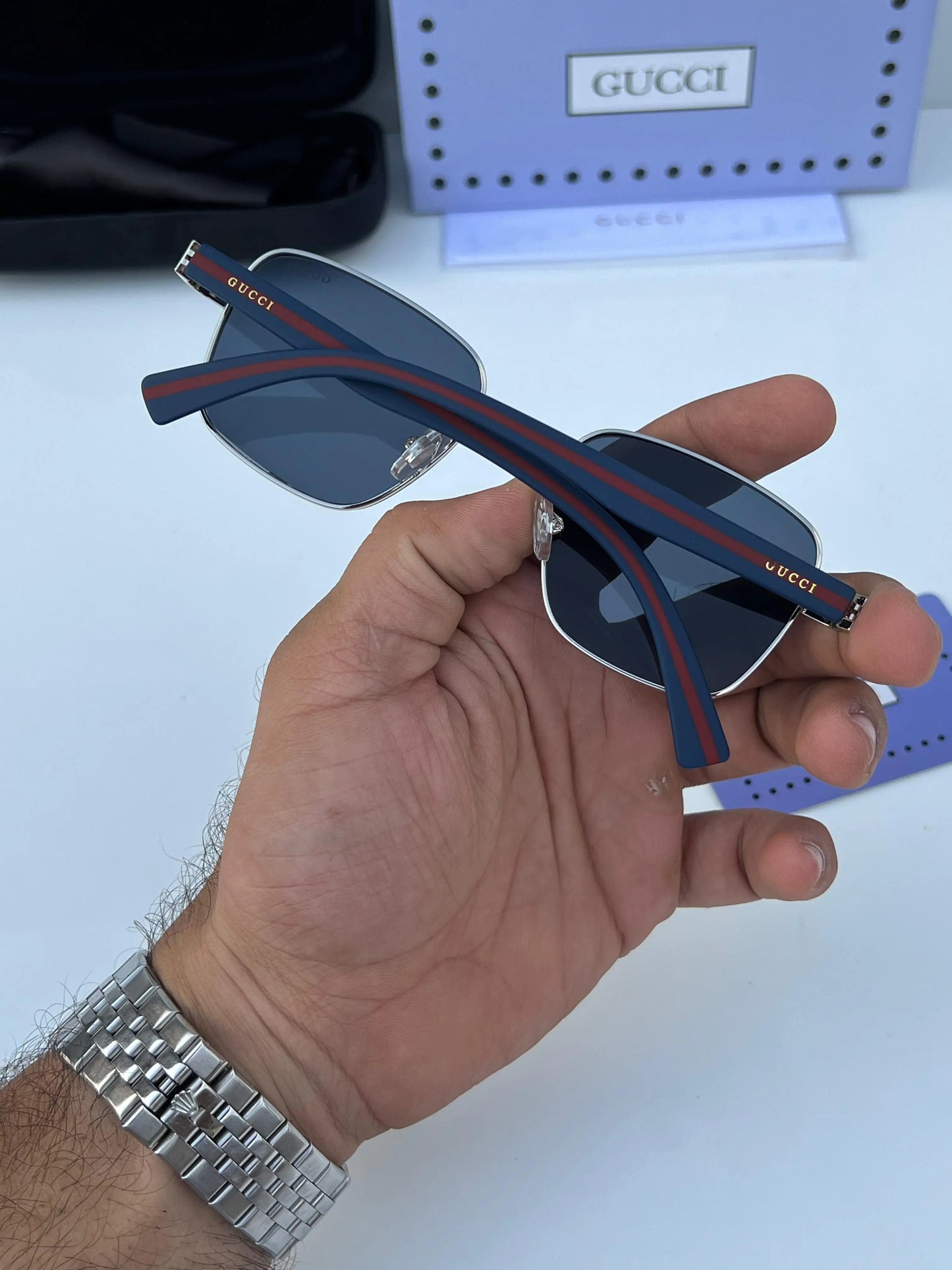Gu-cci_983_Silver_Blue Premium Sunglasses