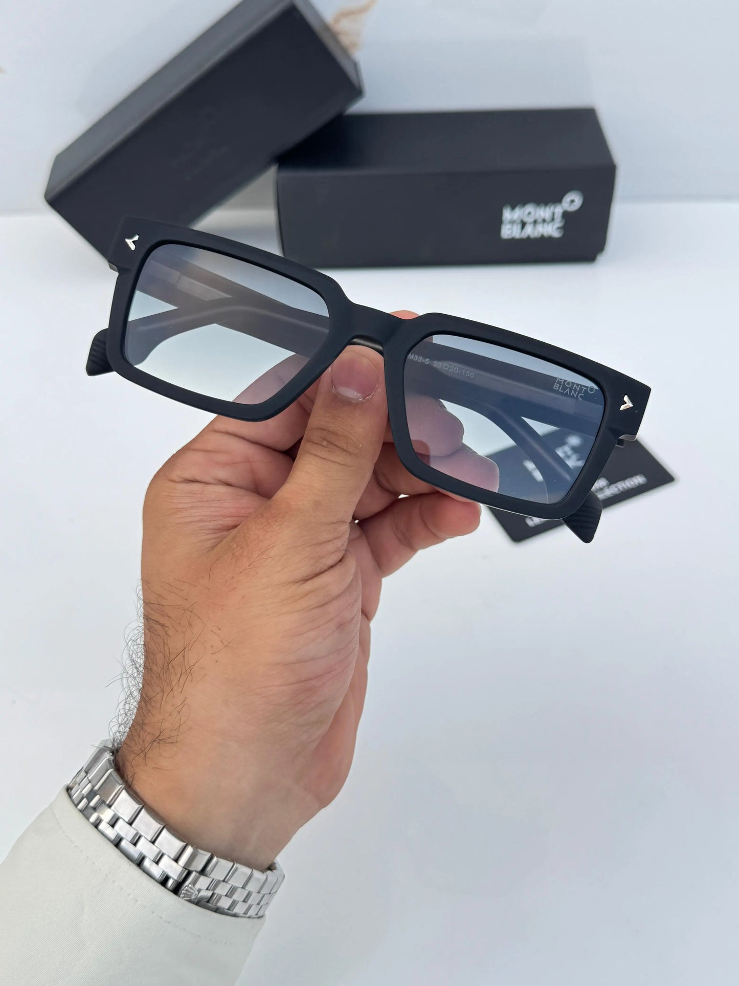 Mont Blanc 335 Green Shaded Premium Square Sunglasses