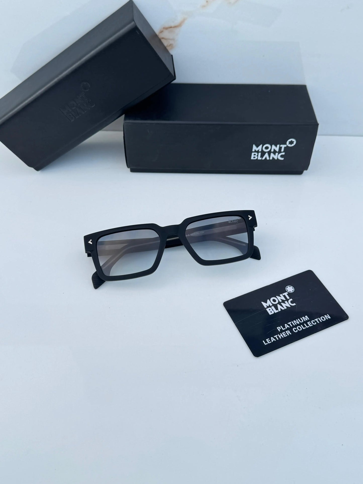 Mont Blanc 335 Green Shaded Premium Square Sunglasses