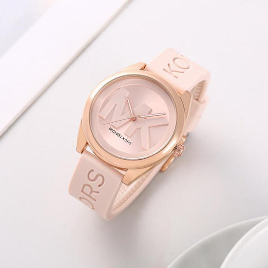 Michael Kors Blush Pink Silicone Strap Women's Watch | Premium Analog Luxury Watch