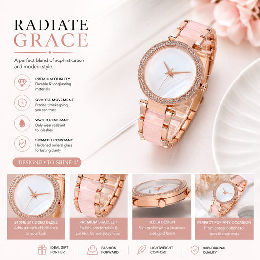 Michael Kors Rose Gold Crystal Women's Watch | Premium Luxury Analog Watch for Women