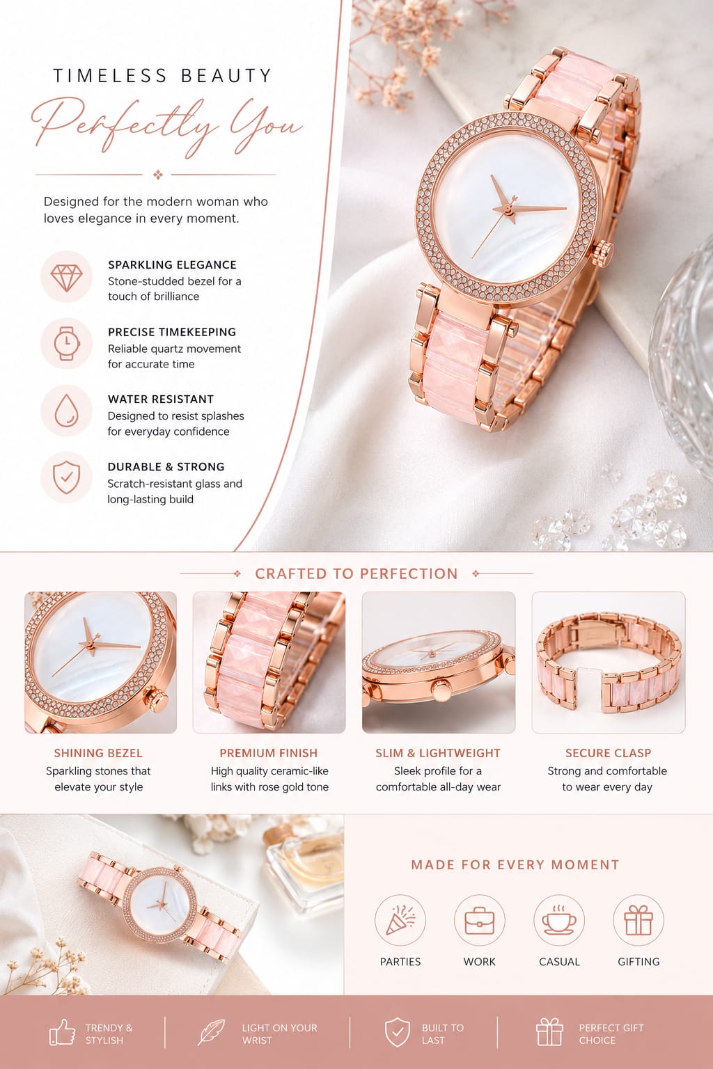 Michael Kors Rose Gold Crystal Women's Watch | Premium Luxury Analog Watch for Women