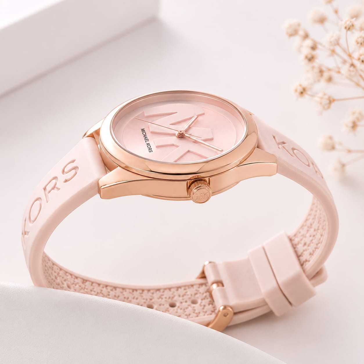 Michael Kors Blush Pink Silicone Strap Women's Watch | Premium Analog Luxury Watch